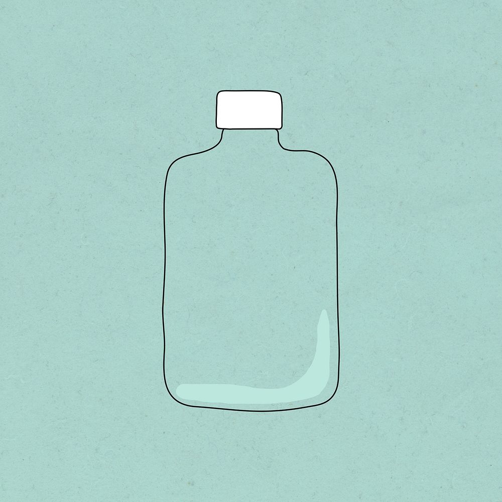 Reusable bottle psd doodle illustration earth friendly living