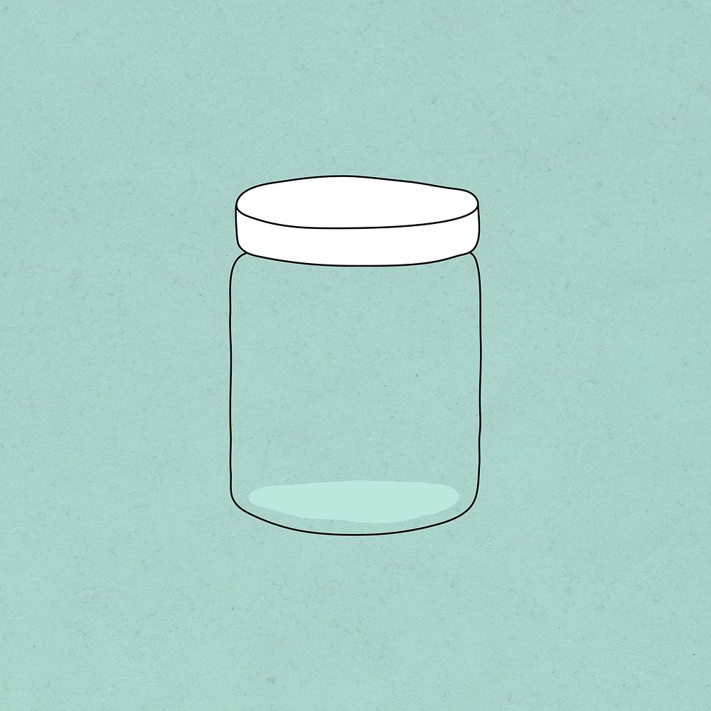Reusable jar psd doodle illustration earth friendly living