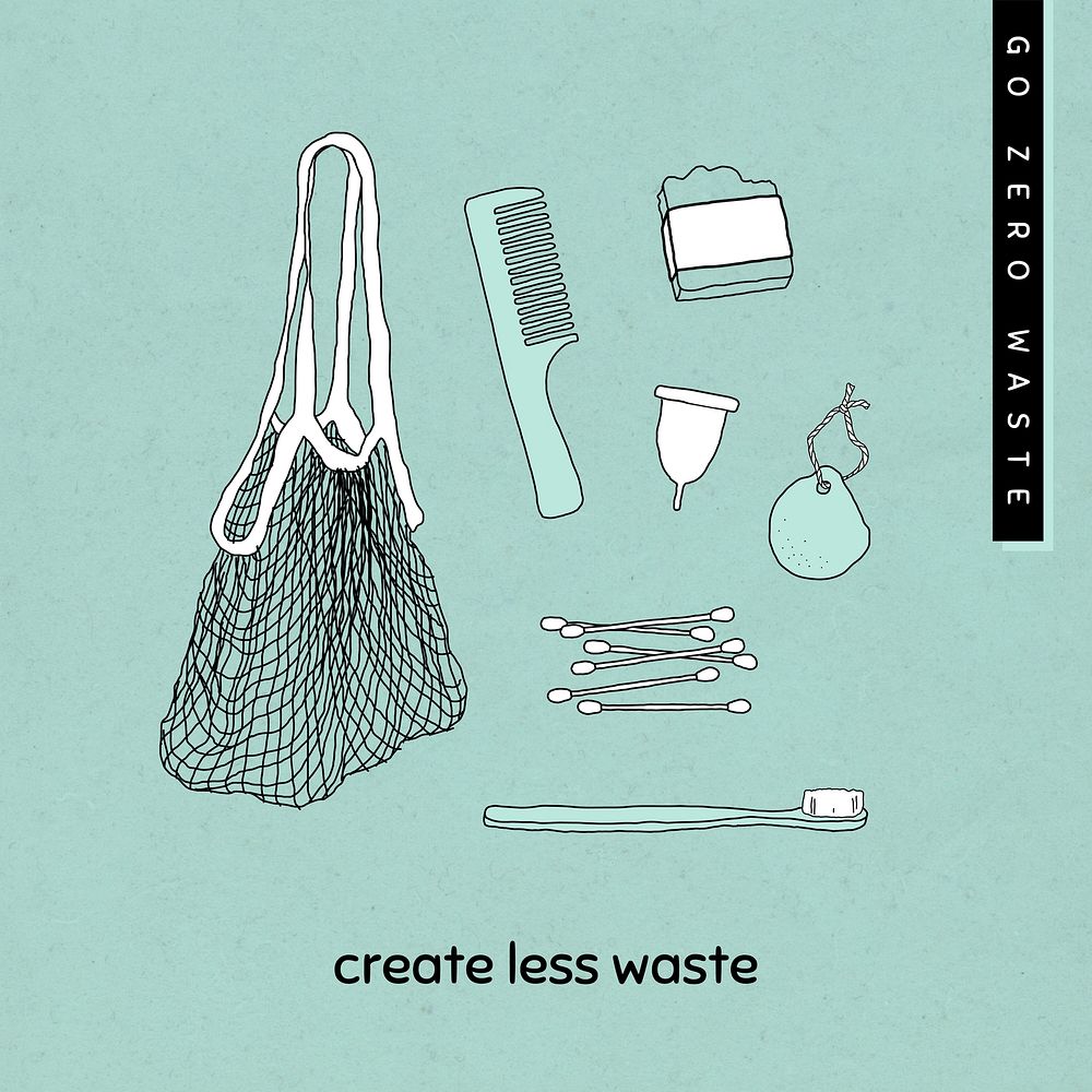 Zero waste lifestyle vector social media template