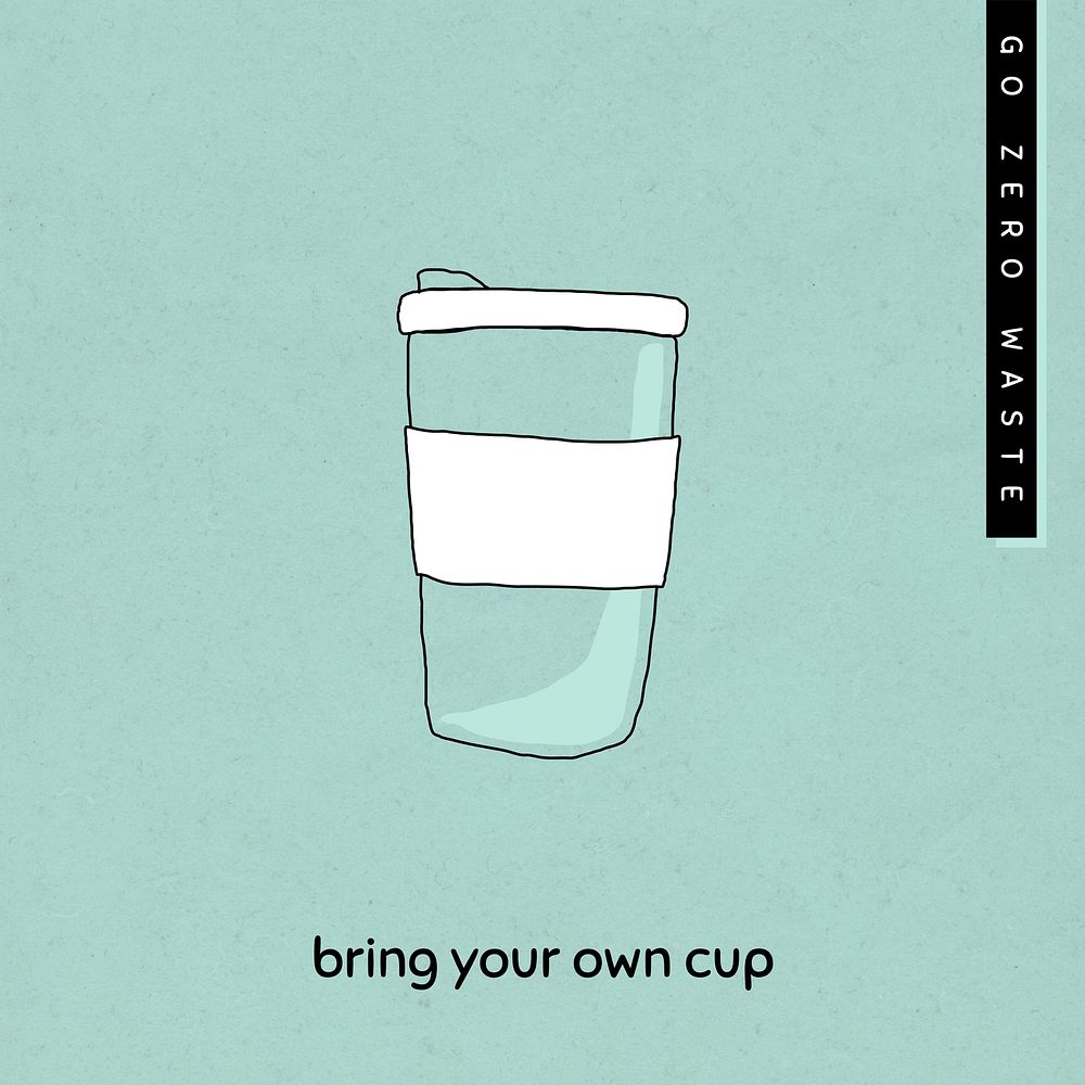 Reusable cup vector social media template