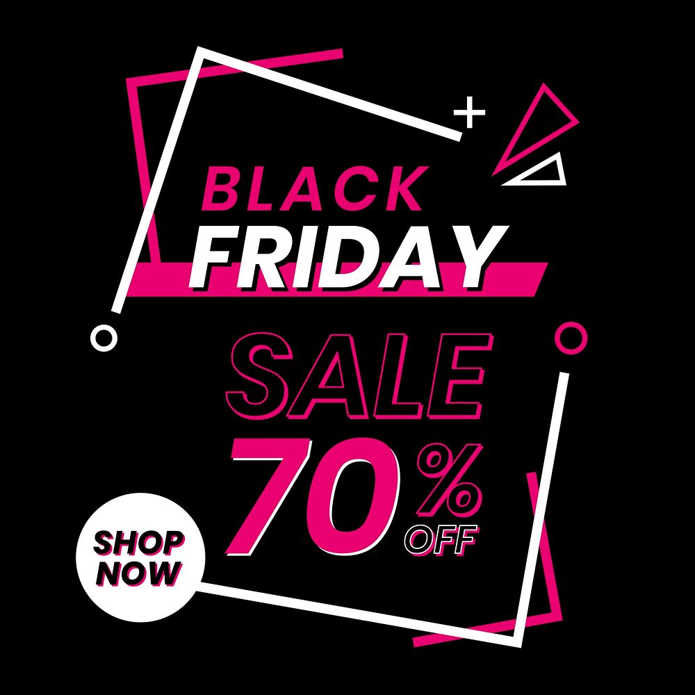 Pink vector Black Friday 70% off funky bold font template