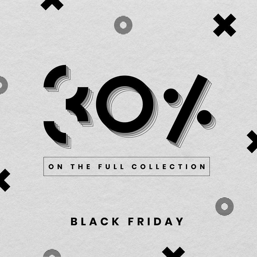 30% off vector Black Friday sale geometric ad design template