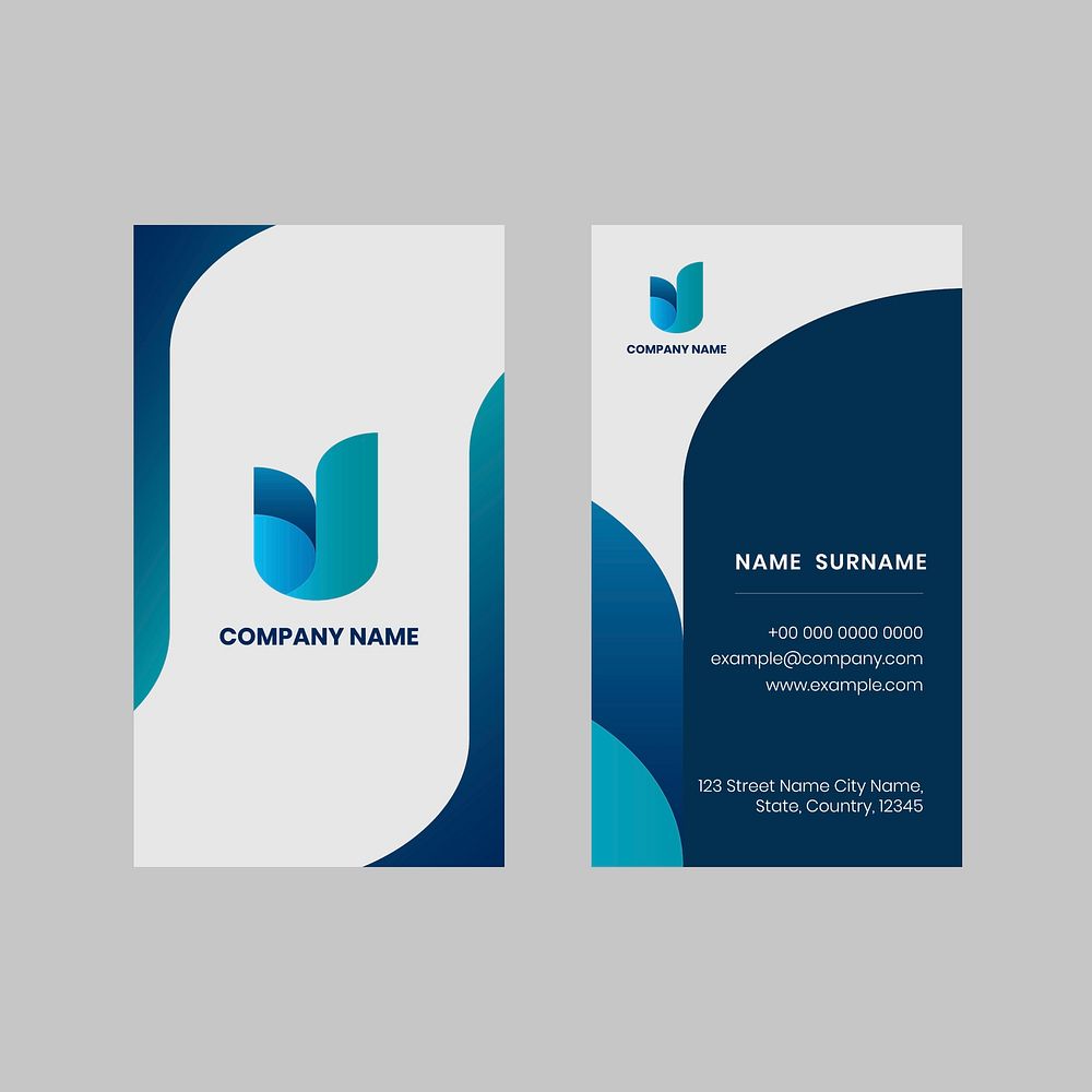 Business card editable template vector  in blue and white