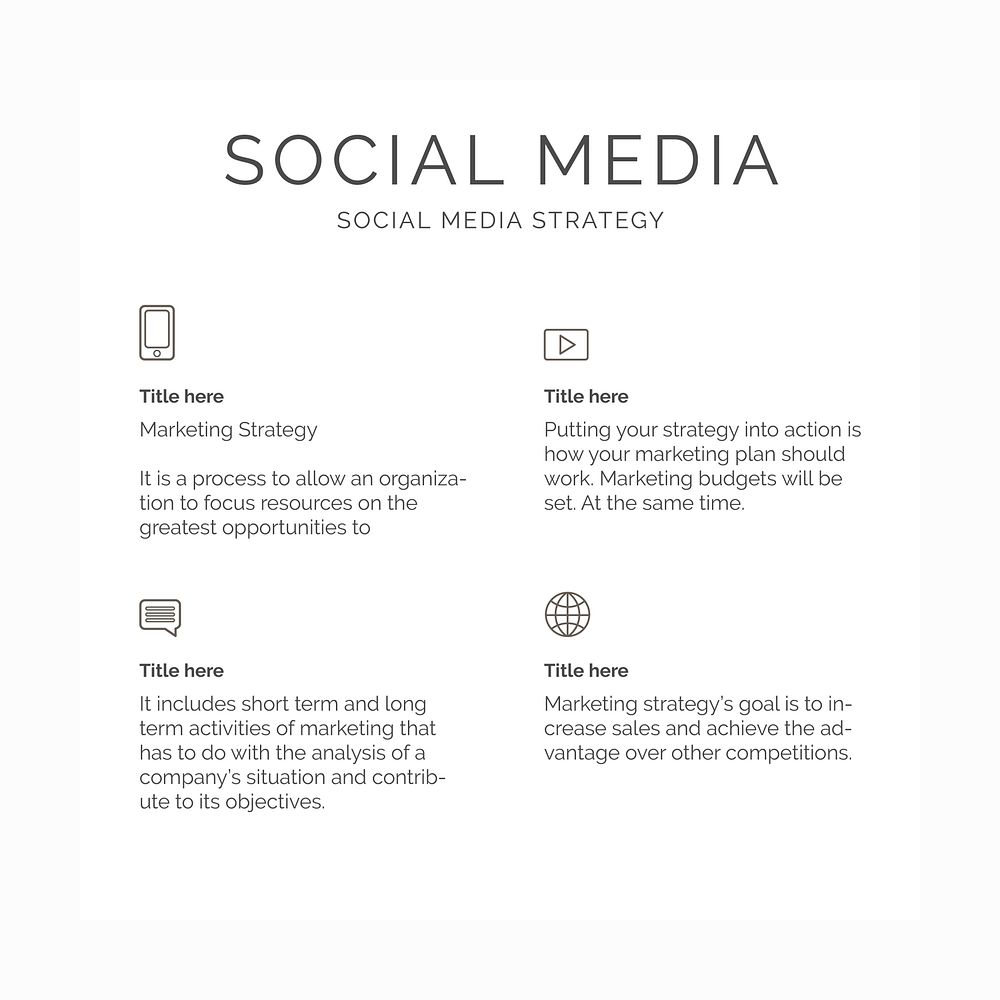 Social media SEO strategy vector editable template