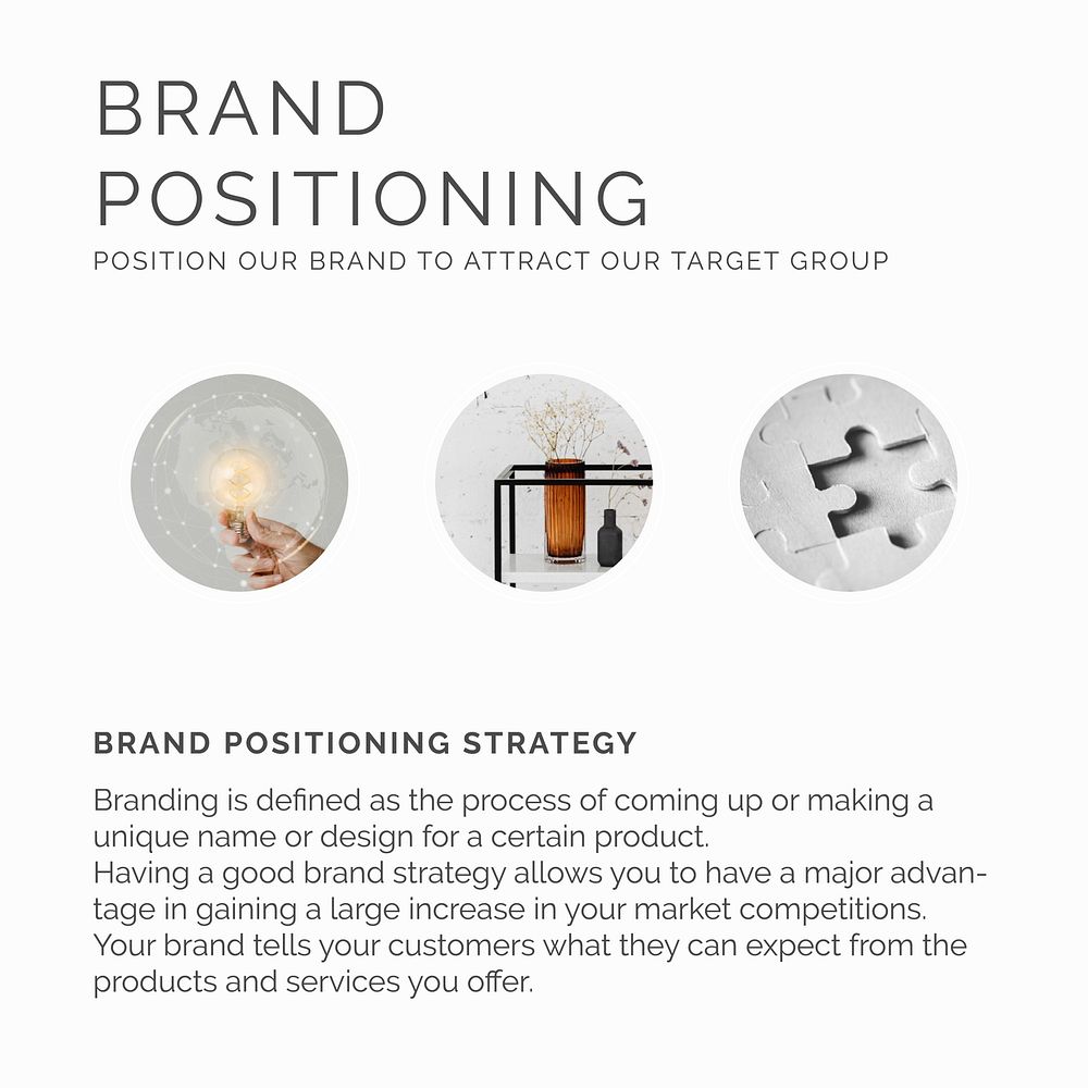 Business brand positioning vector editable template