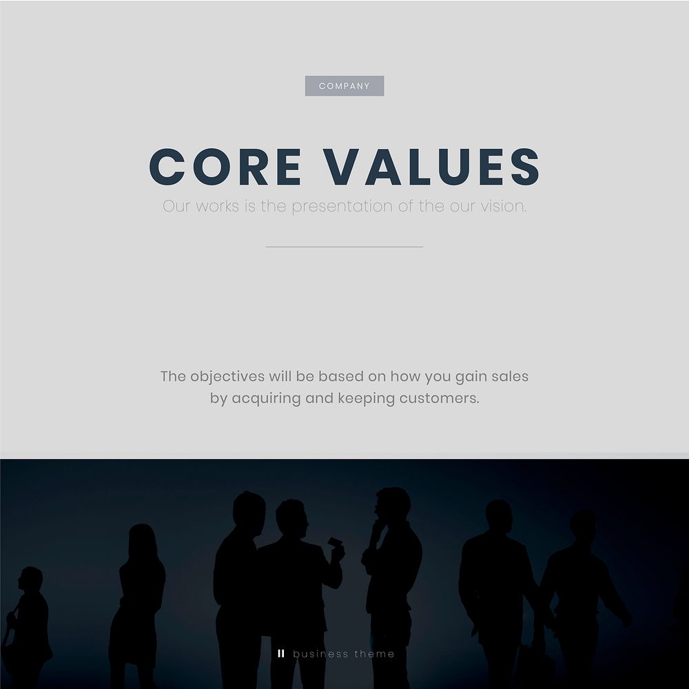 Business core values vector editable template