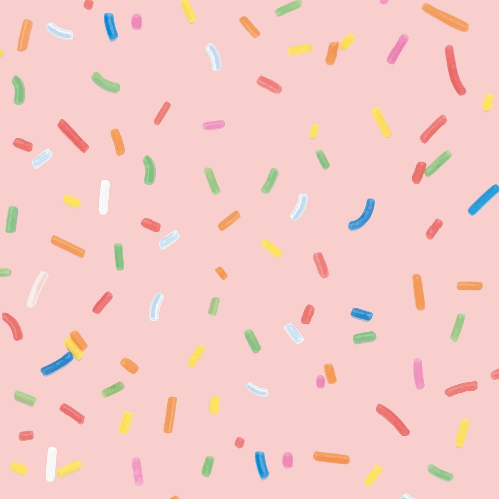 Confetti sprinkles background vector in pink
