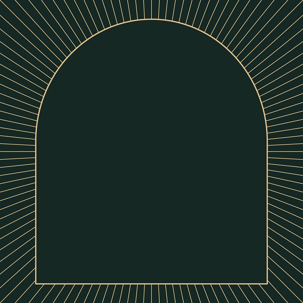 Gold art deco frame vector on dark green background