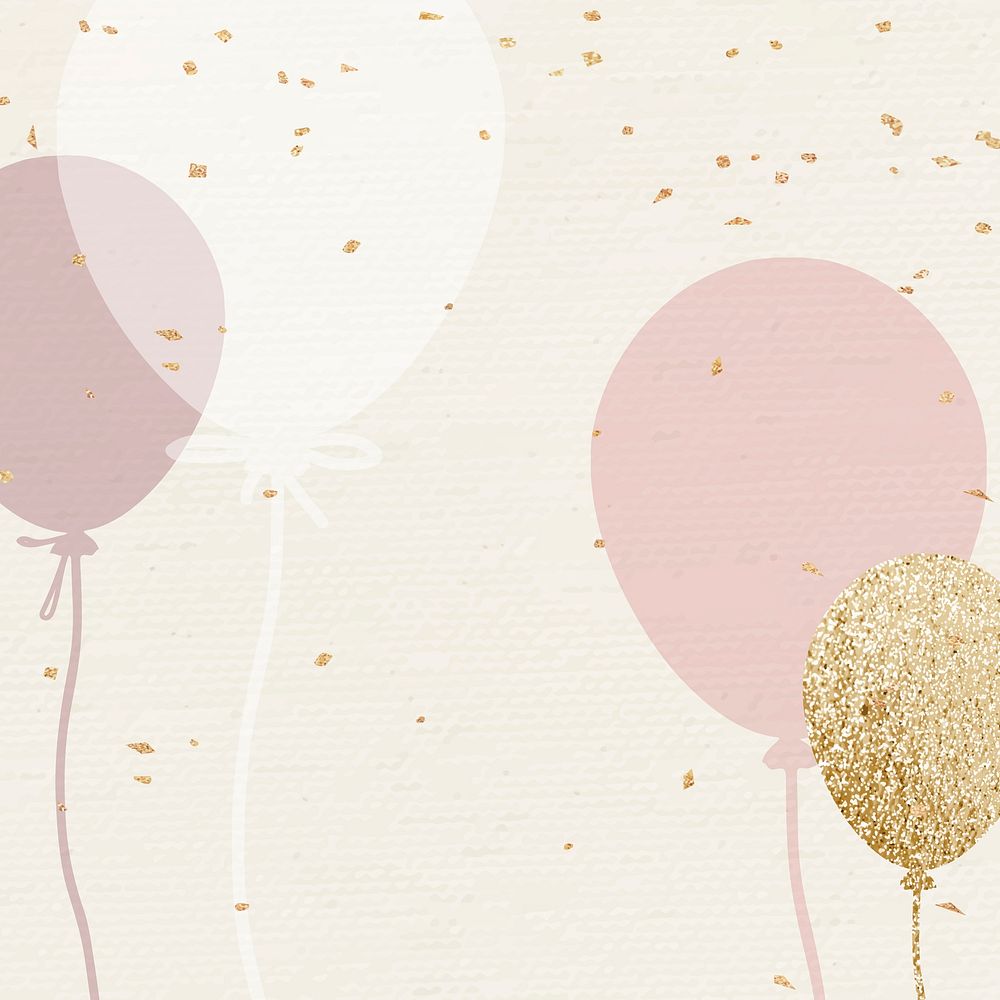 Luxury balloon celebration background illustration in pink and gold tone