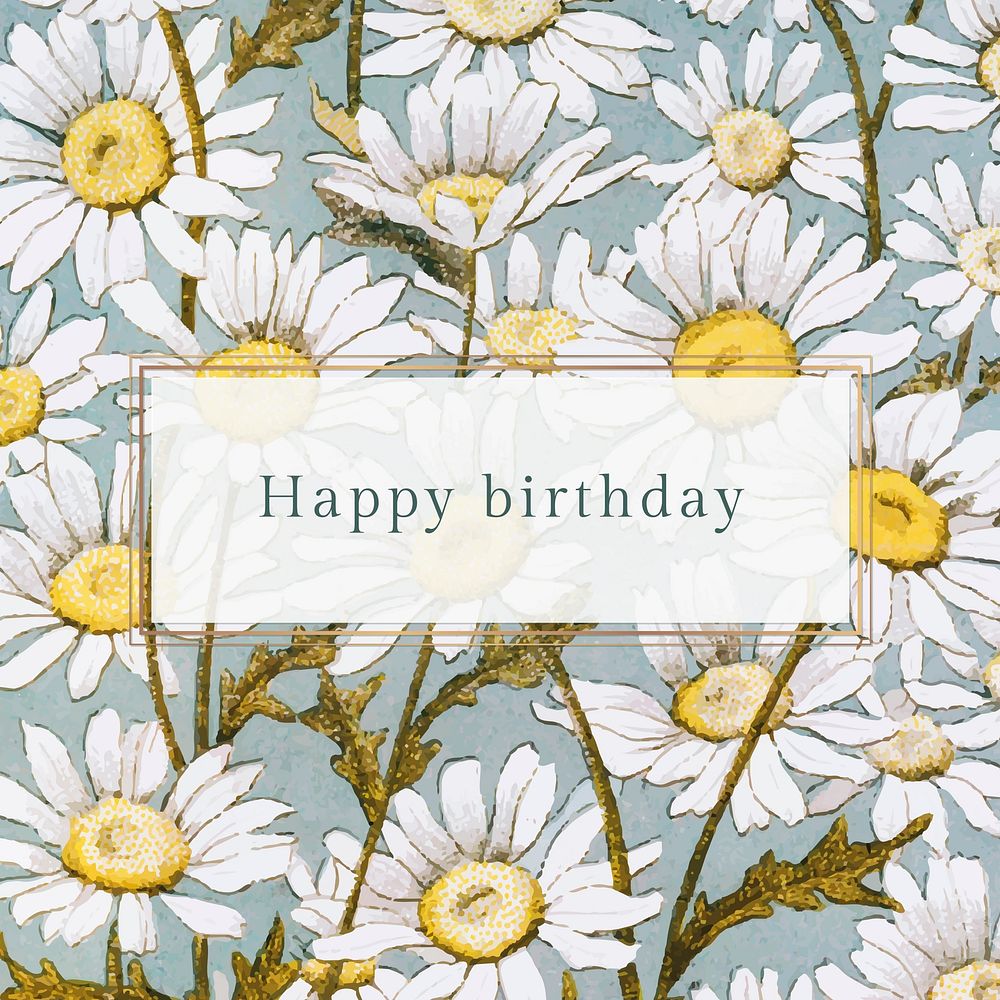 Happy birthday  greeting  on daisy pattern background illustration
