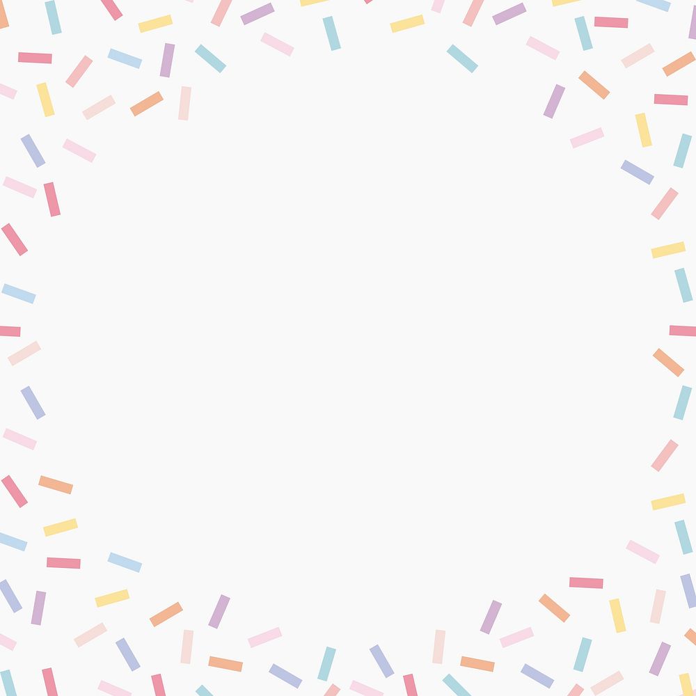 Colorful confetti sprinkle frame vector on white background