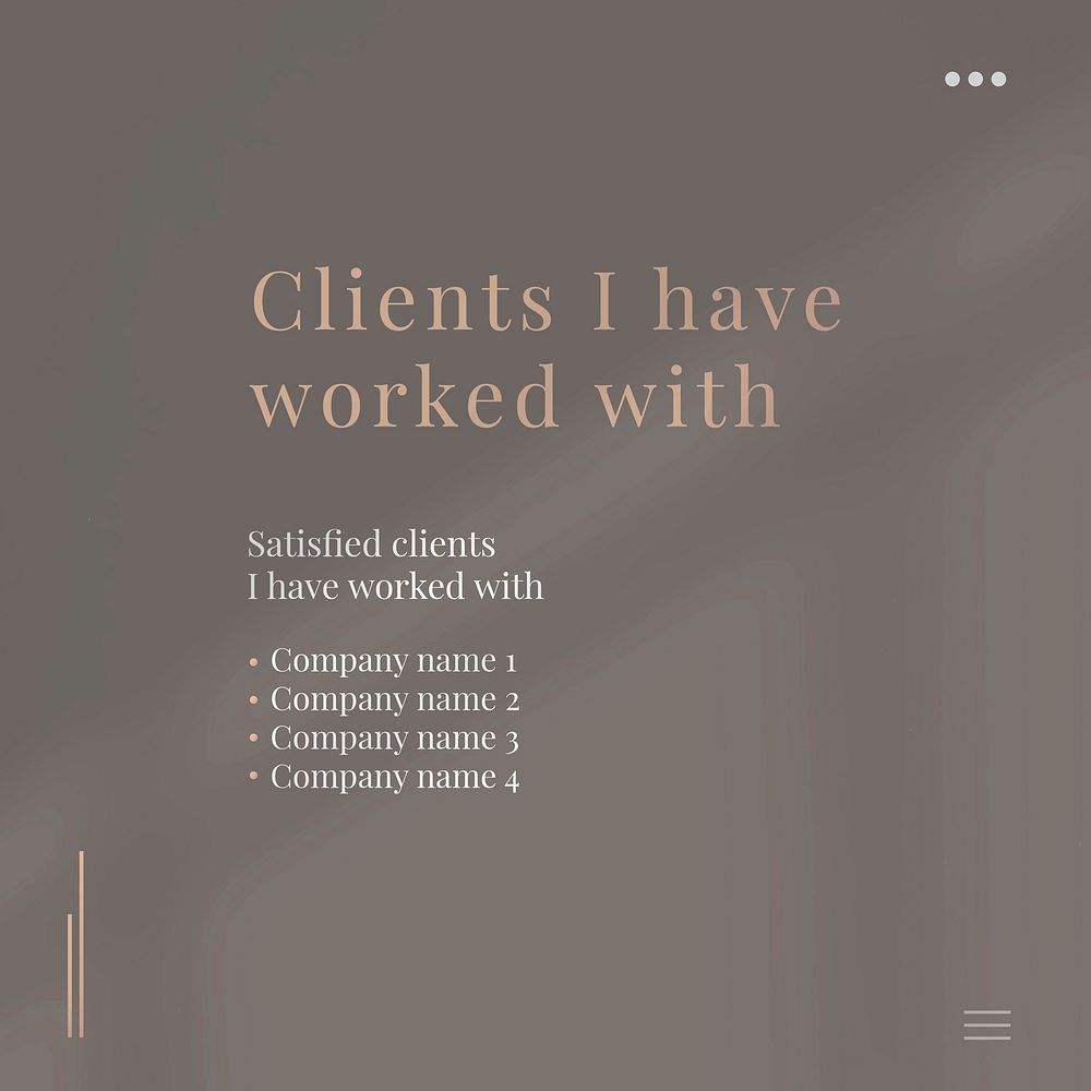 Business client social media vector editable template with brown background