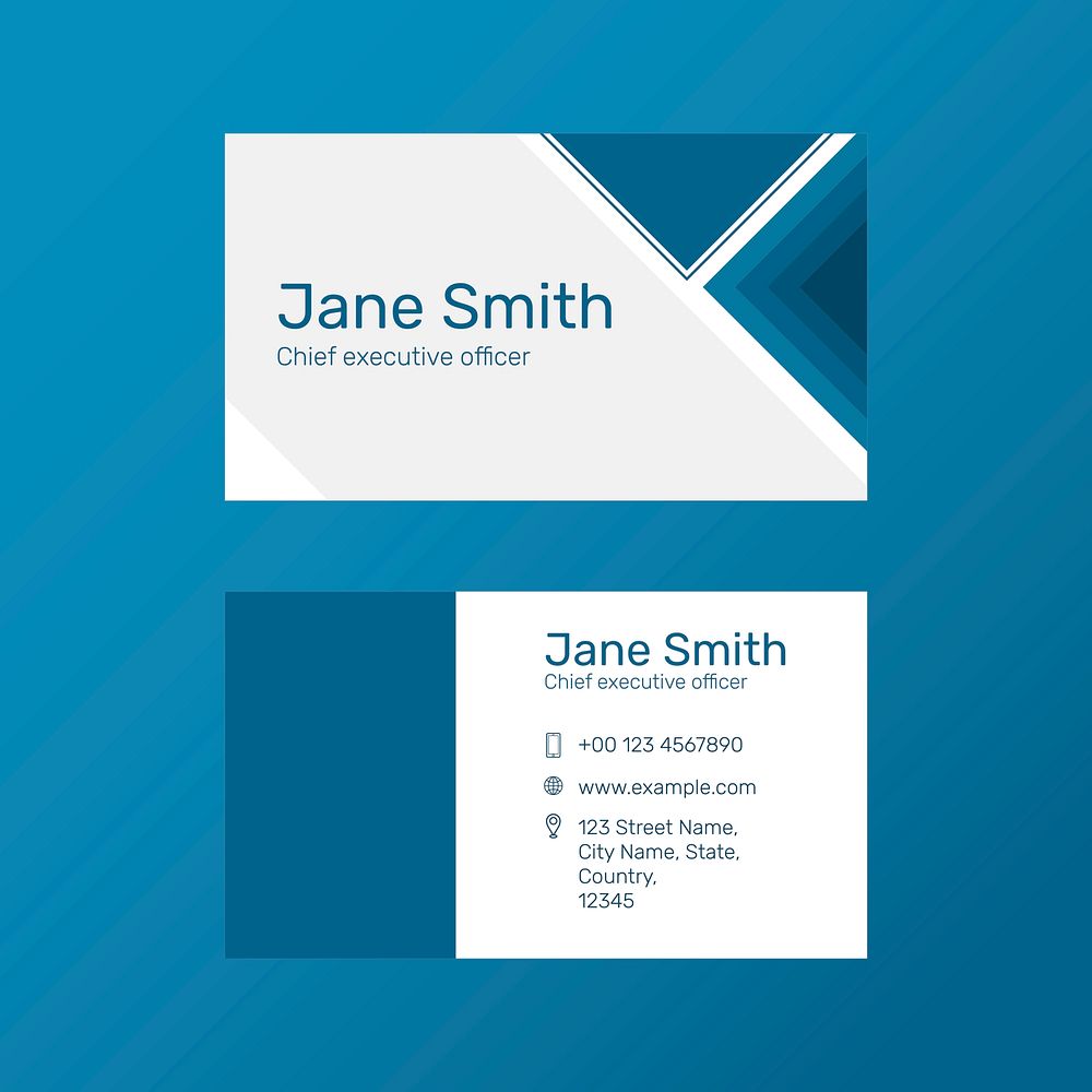 Modern business card template vector in navy blue set