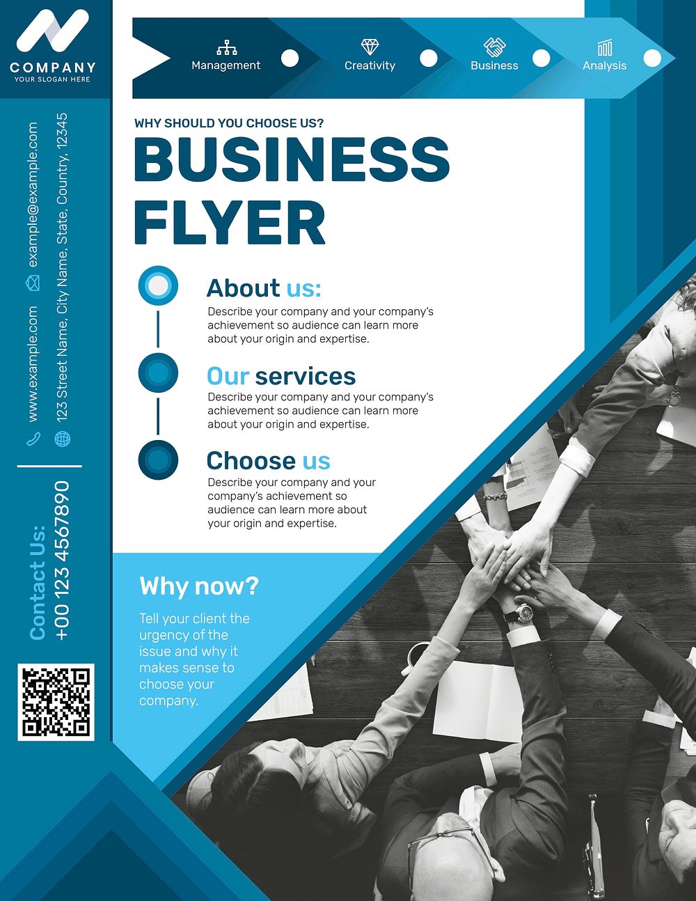 Blue business flyer template vector in modern design