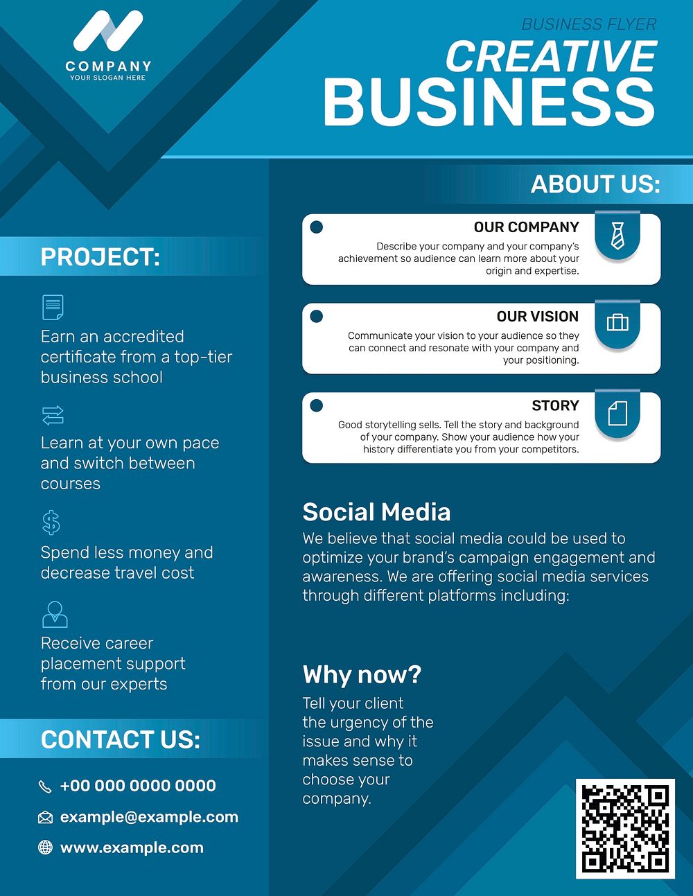 Professional business flyer template vector blue modern design