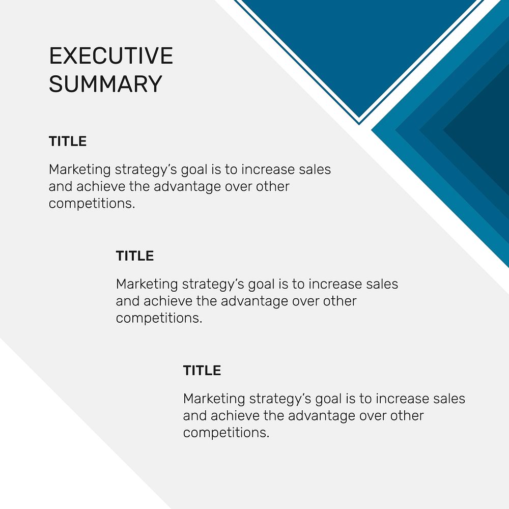 Executive summary business template vector social media post