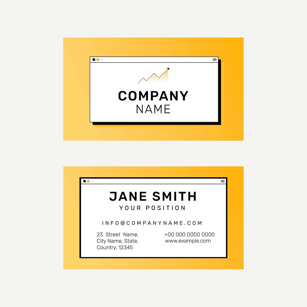 Vibrant business card template vector in yellow