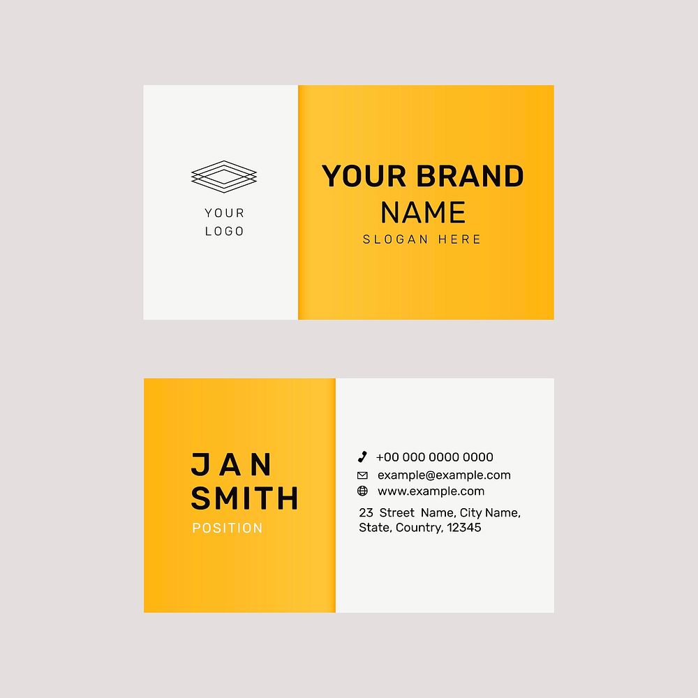 Vibrant business card template vector in yellow