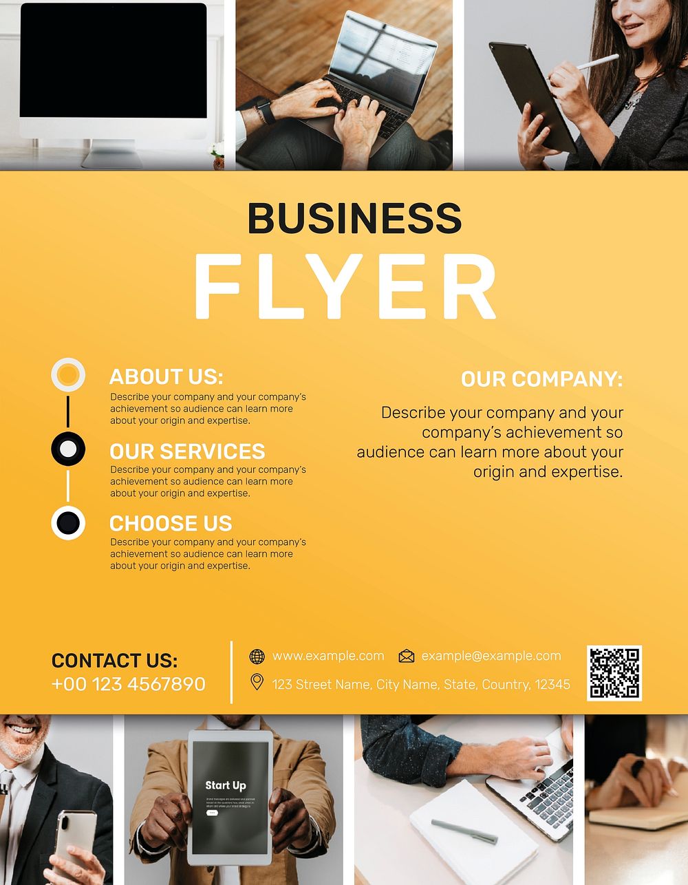 Editable business flyer template psd in yellow modern design