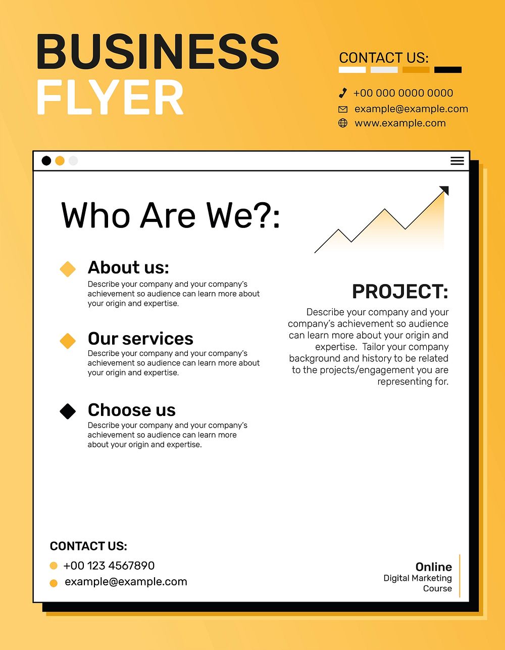 Editable business flyer template psd in yellow pixelated 8 bit design