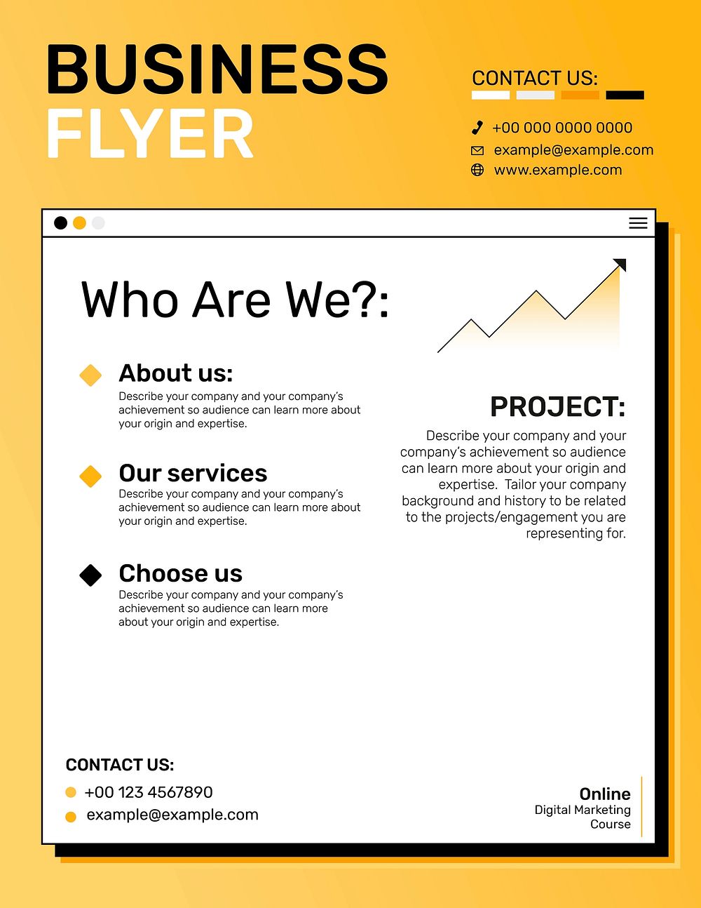 Editable business flyer template vector in yellow pixelated 8 bit design