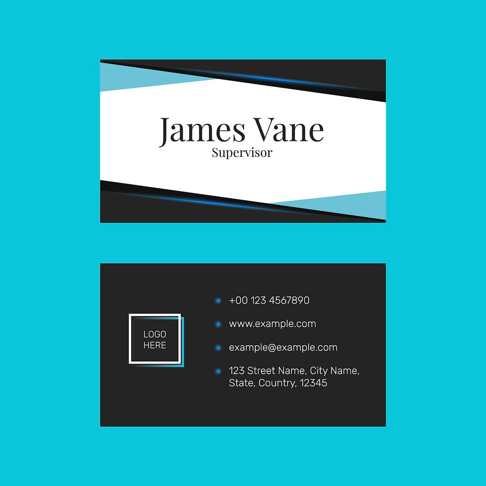 Editable business card template vector in blue modern design collection