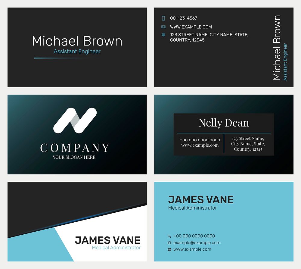 Editable business card template vector modern design collection