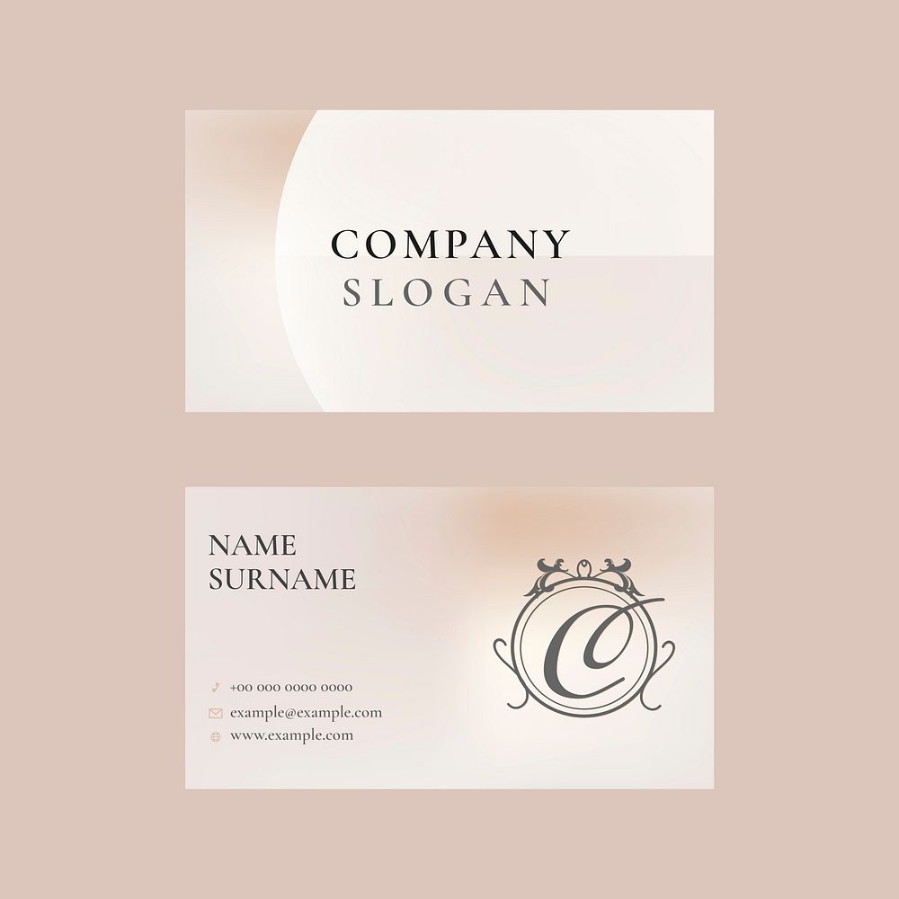 Business card template vector in muted pink for beauty brand in feminine theme