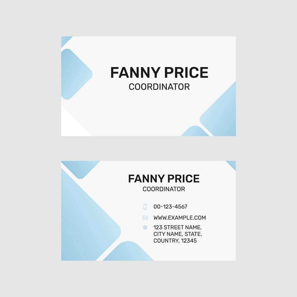 Editable business card template vector in white and blue modern design