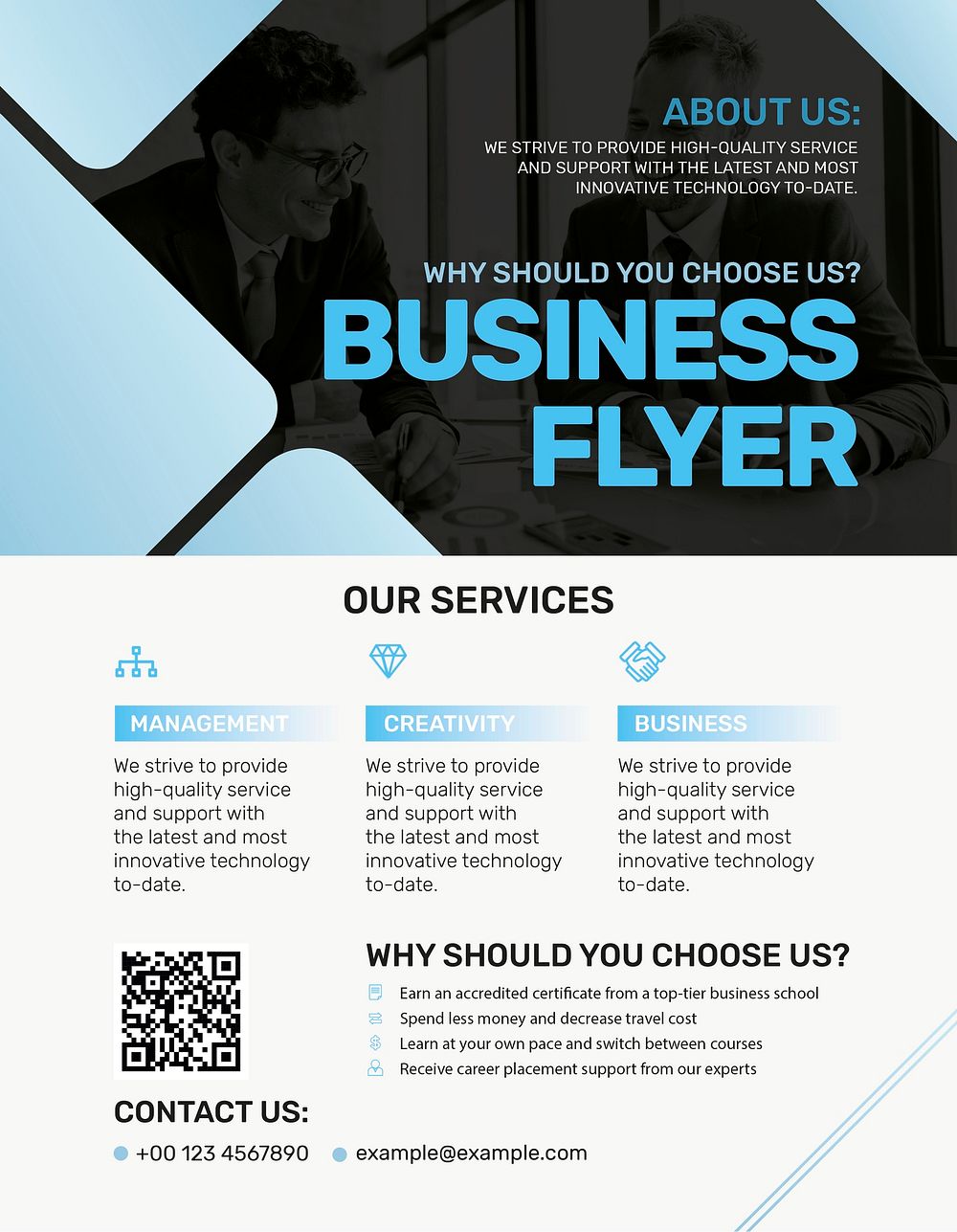 Blue business flyer template vector in modern design