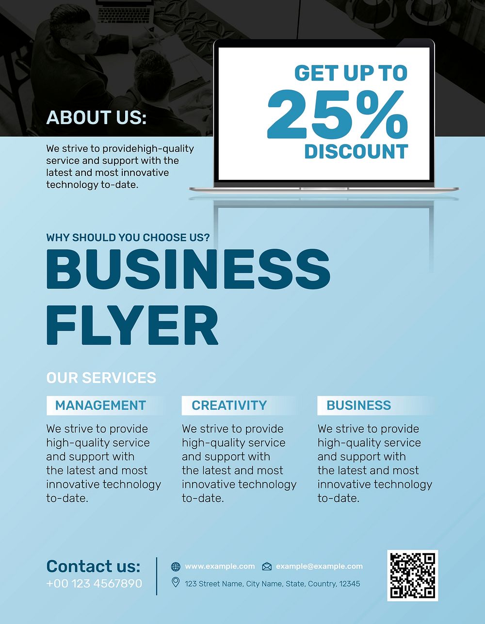 Blue business flyer template vector in modern design