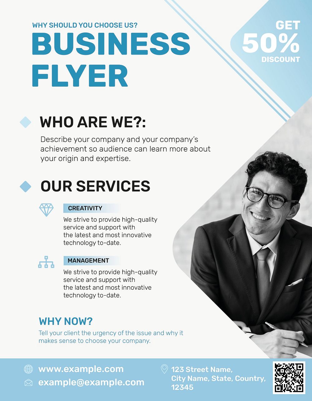 Editable business flyer template vector company introduction