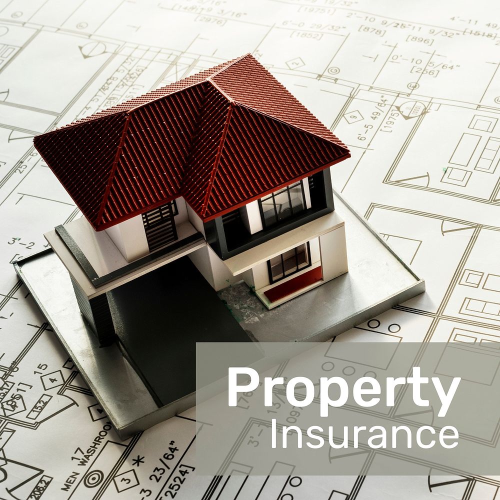 Property insurance template vector for social media with editable text