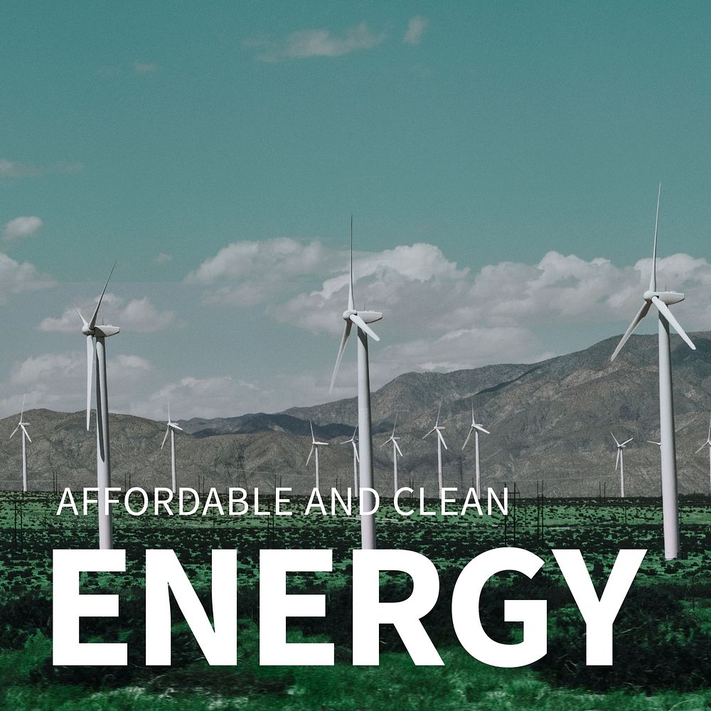 Wind power with affordable and clean energy for environment social media post
