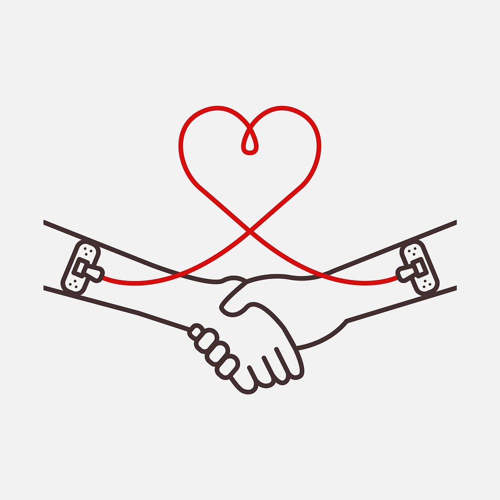 Handshake blood donation campaign minimal line art style