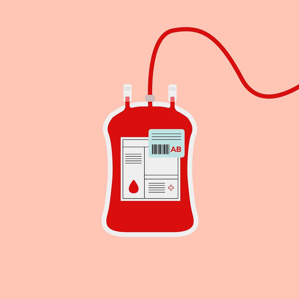 AB type blood bag red health charity illustration