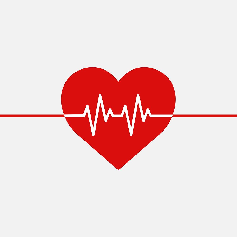Red medical heartbeat line heart shape graphic in health charity concept