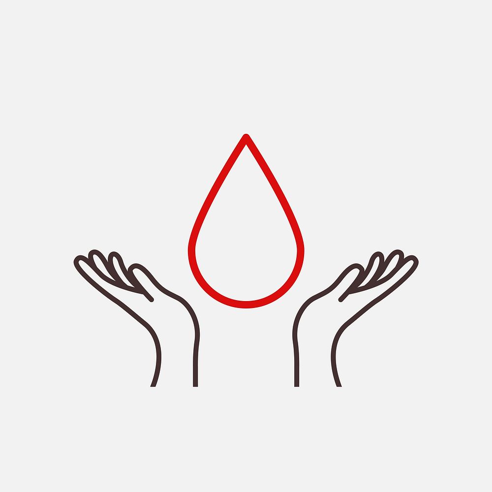 Blood donation helping hands illustration health charity concept in minimal line art style