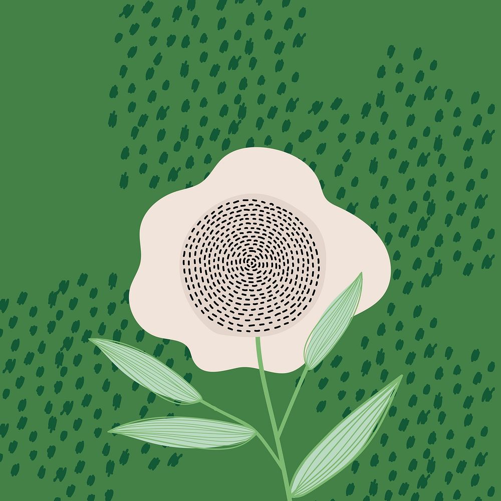 Retro flower illustration, green background