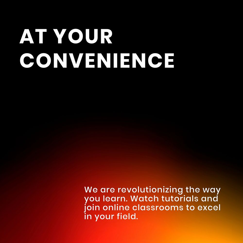 At your convenience template vector tech company social media post in modern gradient colors