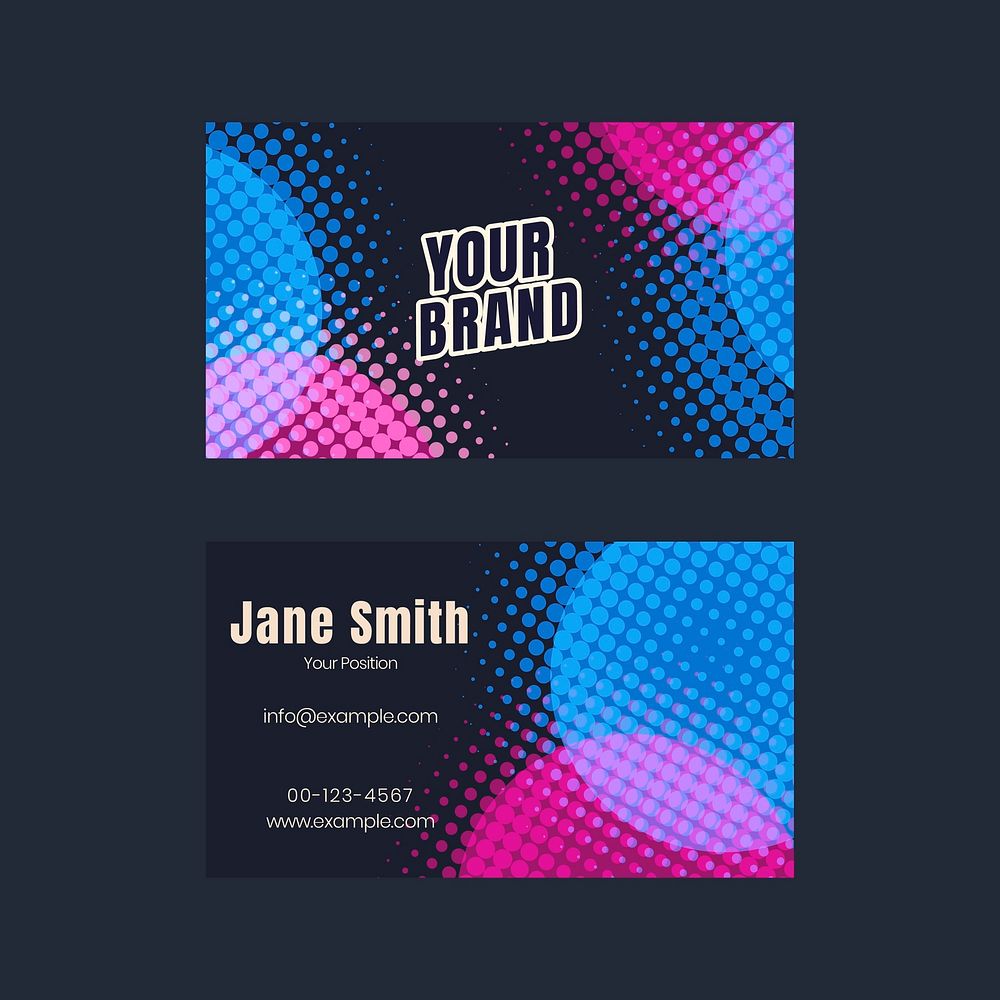  Business card template vector halftone style set