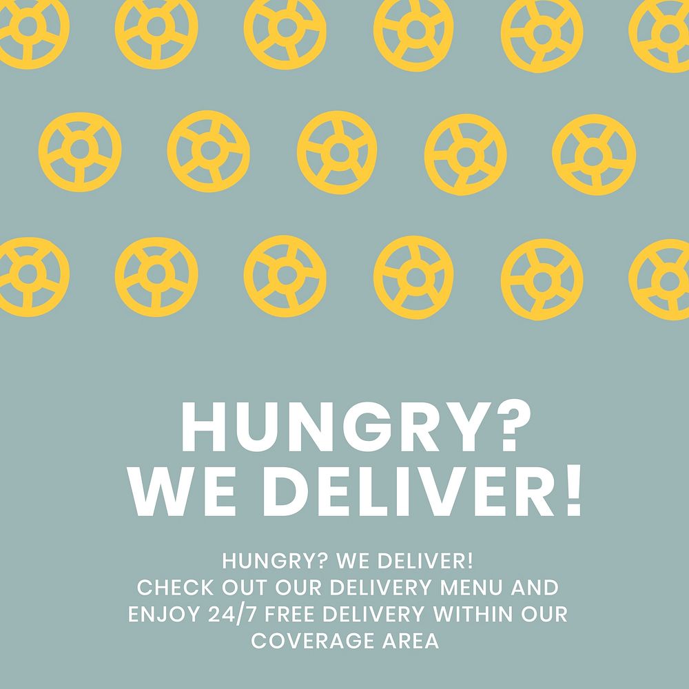 Food delivery doodle template vector cute pasta graphic advertisement
