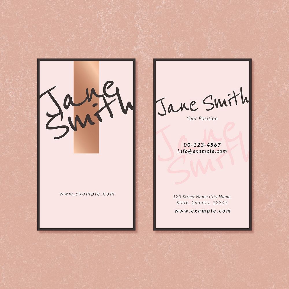 Pink business card template vector