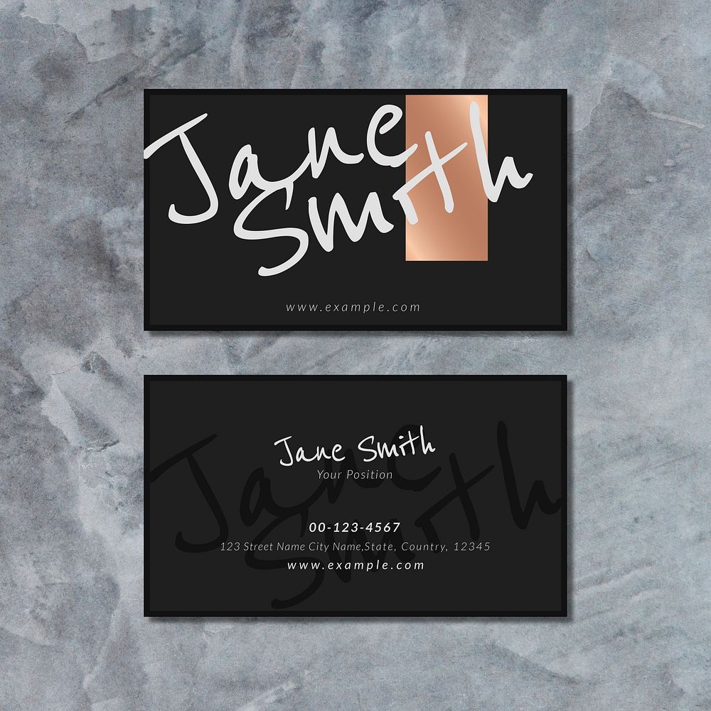 Black and bronze business card template vector