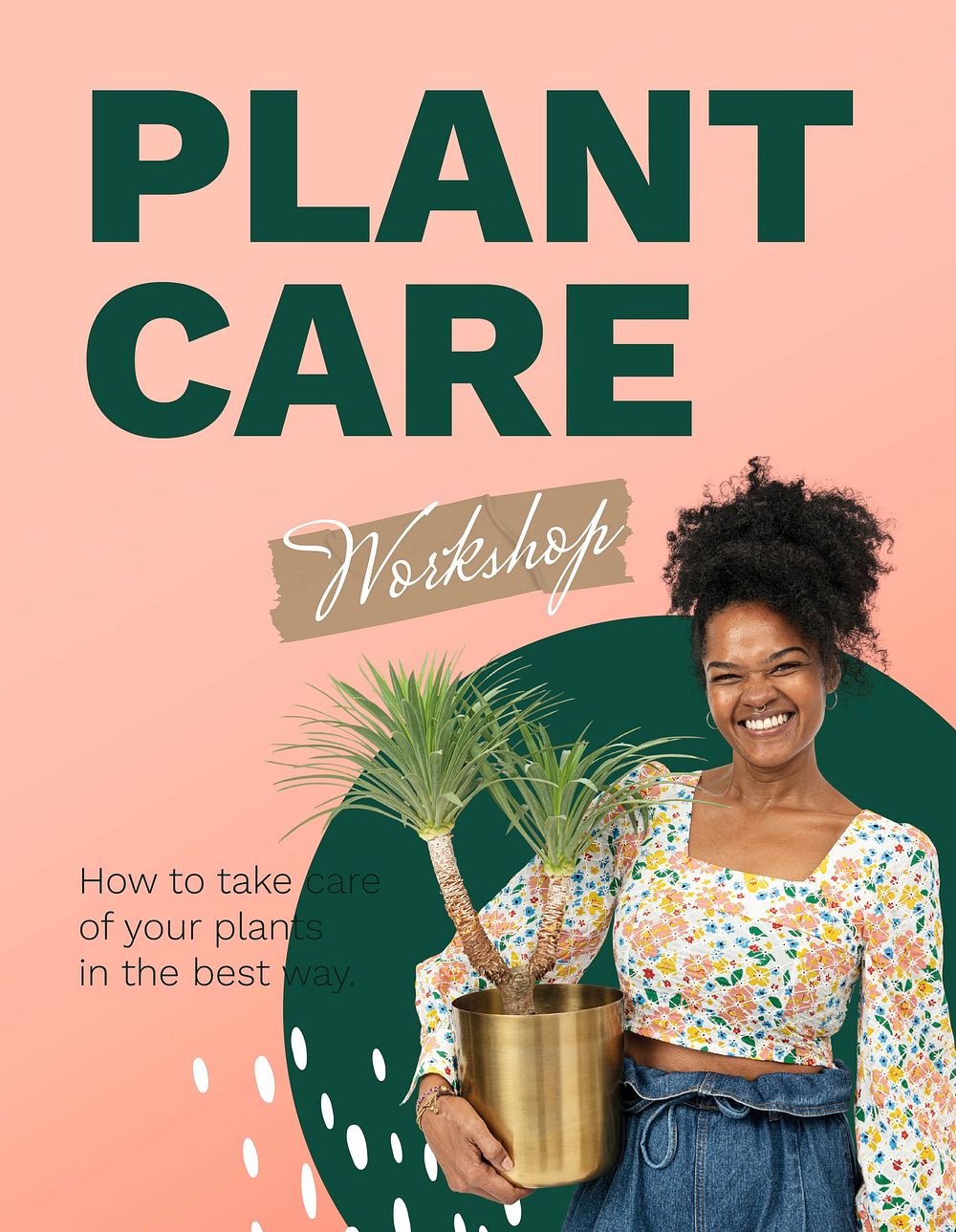 Plant workshop flyer template, gardening campaign vector