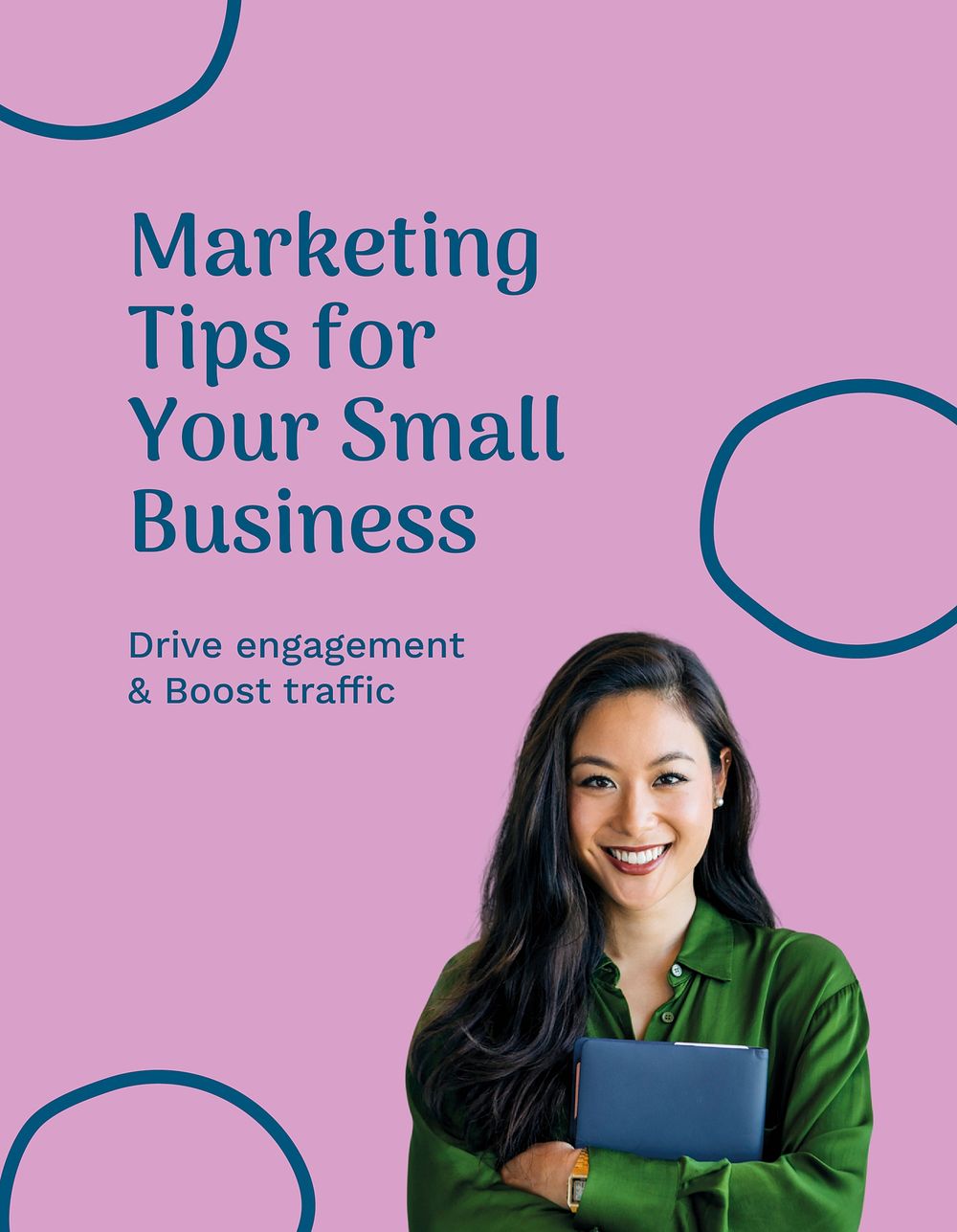 Business marketing flyer template, woman photo psd