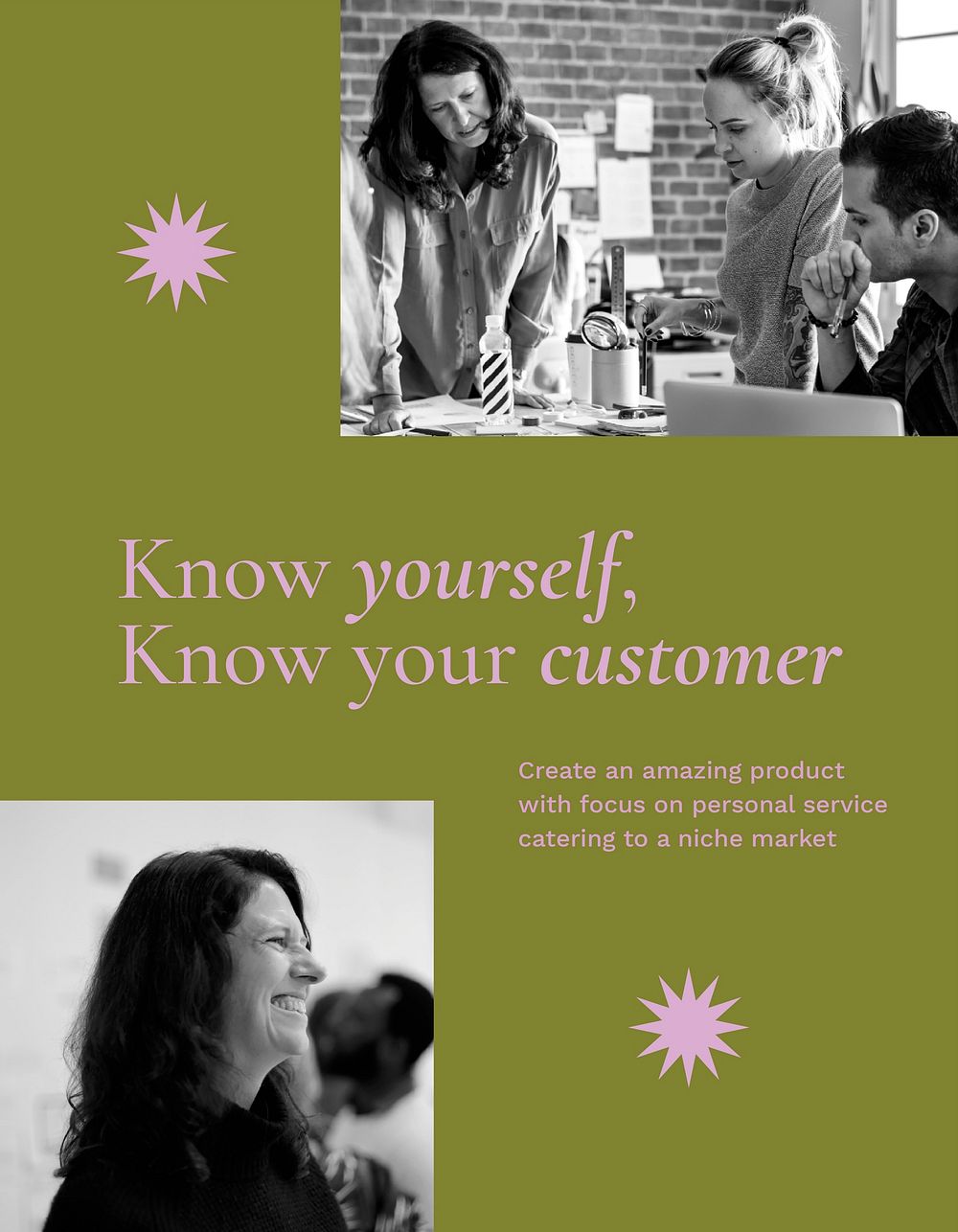 Business marketing flyer template, women photo vector