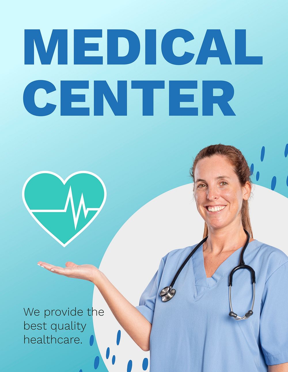 Medical center flyer template, healthcare campaign vector