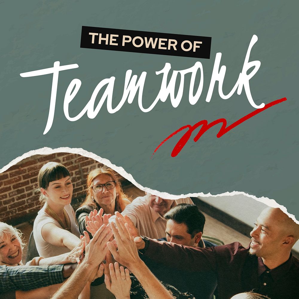 Teamwork Instagram post template, collaboration photo vector