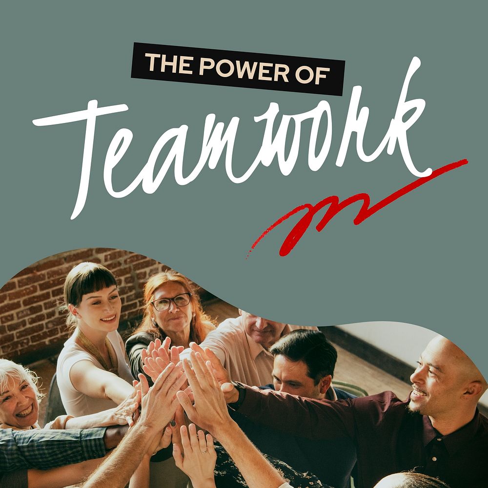 Teamwork Instagram post template, collaboration photo vector
